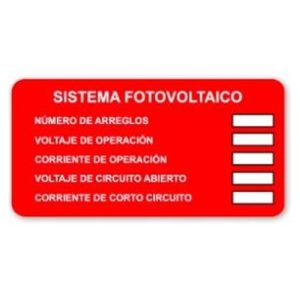 Etiqueta: Sistema fotovoltaico con valores 4.0" x2.0" 20 pzas